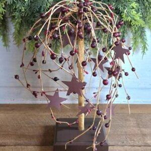 Primitive Pip Berry Rusty Star Weeping Willow Farmhouse Tree Farmhouse Decor